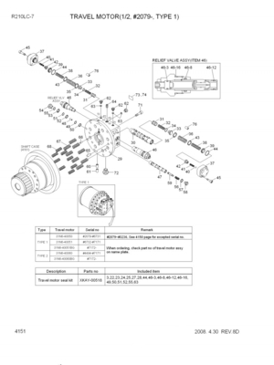 Motor do dispositivo do curso de Final Drive Parts R210-7 31N6-40011 31N6-40030 R210LC-7 da máquina escavadora