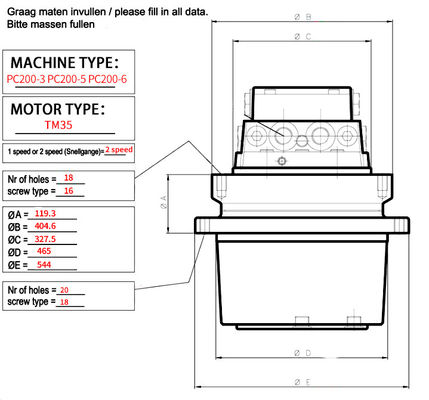 Peças de escavadeira Komatsu PC200-8 Motor de viagem Assy 20Y-27-00500 20Y-27-00501 motor de acionamento final