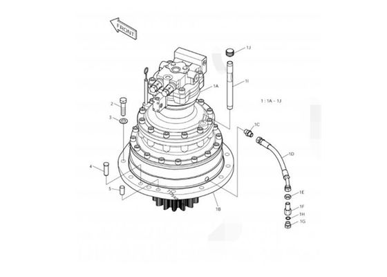 Motor hidráulico vermelho 255LC-V solar DX255 401-00352 do balanço das peças da máquina escavadora